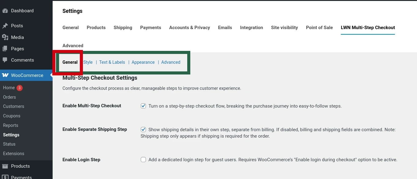 General Settings – Configure the Checkout Flow