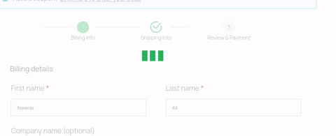 The pulse bars spinner style in LWN Stepper Checkout Pro